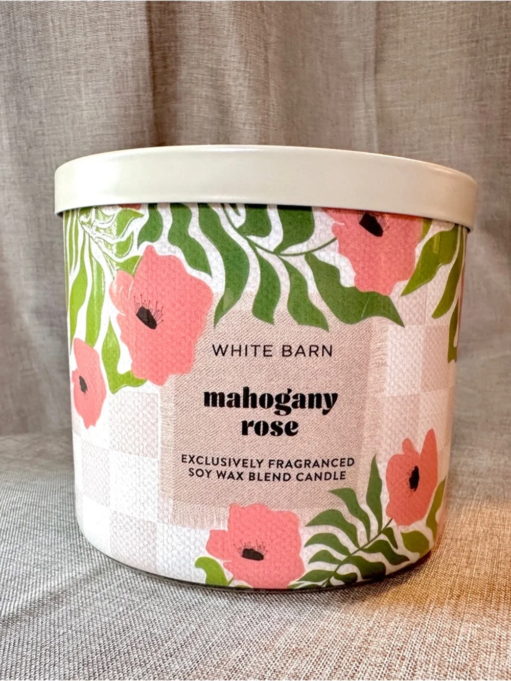 Bath & Body Works White Barn Mahogany Rose 3-Wick Candle - Picture 1 of 5